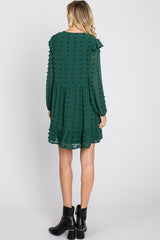 Forest Green Swiss Dot Ruffle Dress