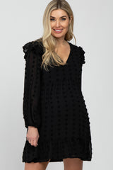 Black Swiss Dot Ruffle Maternity Dress