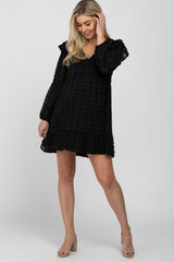 Black Swiss Dot Ruffle Maternity Dress