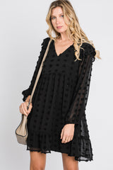 Black Swiss Dot Ruffle Maternity Dress