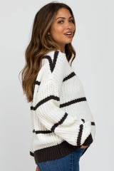 Charcoal High Neck Striped Maternity Knit Sweater