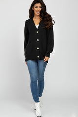 Black Brushed Button Front Cardigan