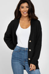 Black Brushed Button Front Cardigan