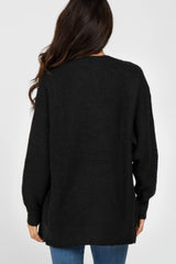 Black Brushed Button Front Cardigan