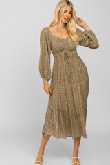 Olive Printed Sweetheart Neck Maternity Dress