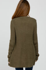 Olive Fuzzy Knit Maternity Cardigan