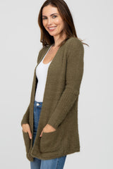 Olive Fuzzy Knit Cardigan