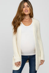 Ivory Fuzzy Knit Maternity Cardigan