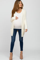 Ivory Fuzzy Knit Maternity Cardigan