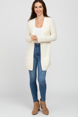 Ivory Fuzzy Knit Maternity Cardigan