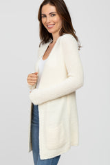 Ivory Fuzzy Knit Cardigan