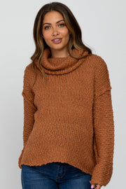 Rust Popcorn Knit Cowl Neck Maternity Sweater