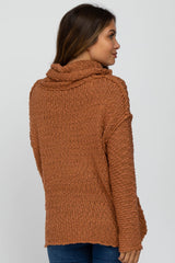 Rust Popcorn Knit Cowl Neck Maternity Sweater