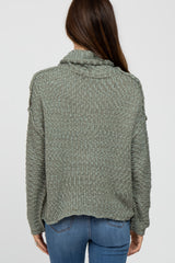 Light Olive Popcorn Knit Cowl Neck Sweater