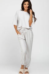 Beige Jogger Maternity Lounge Set