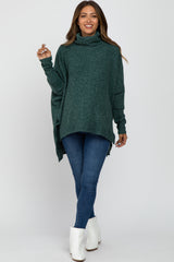 Forest Green Brushed Cowl Neck Poncho Maternity Sweater