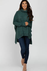 Forest Green Brushed Cowl Neck Poncho Maternity Sweater