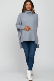 Heather Grey Brushed Cowl Neck Poncho Maternity Sweater