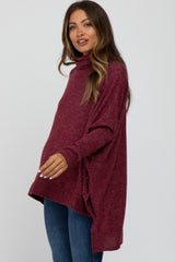 Burgundy Brushed Cowl Neck Poncho Maternity Sweater