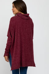 Burgundy Brushed Cowl Neck Poncho Maternity Sweater