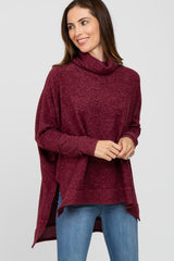 Burgundy Brushed Cowl Neck Poncho Maternity Sweater