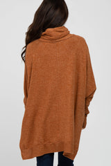 Camel Brushed Cowl Neck Poncho Sweater