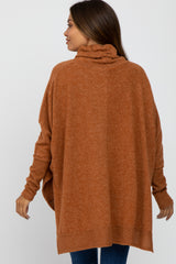 Camel Brushed Cowl Neck Poncho Maternity Sweater