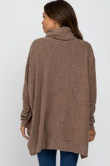 Mocha Brushed Cowl Neck Poncho Maternity Sweater