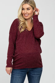 Burgundy Dolman Sleeve Maternity Top