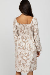 Taupe Paisley Smocked Dress