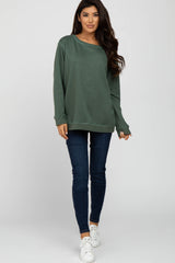 Olive Contrast Long Sleeve Pullover