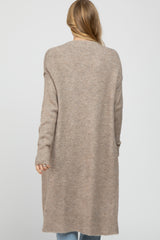 Taupe Long Chunky Knit Maternity Cardigan