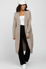 Taupe Long Chunky Knit Cardigan