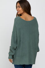 Light Olive V-Neck Maternity Sweater