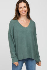 Light Olive V-Neck Maternity Sweater