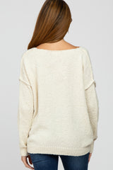 Cream V-Neck Maternity Sweater