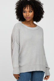 Grey Exposed Seam Side Slit Sweater