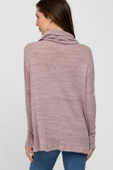 Mauve Waffle Knit Cowl Neck Top