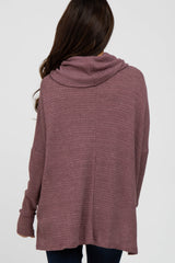 Violet Waffle Knit Cowl Neck Top