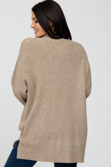 Taupe Mock Neck Side Slit Sweater