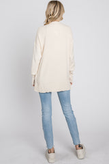 Cream Mock Neck Side Slit Sweater