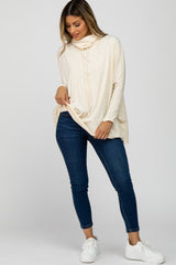 Cream Cowl Neck Contrast Dolman Sleeve Top