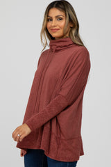 Burgundy Cowl Neck Contrast Dolman Sleeve Top