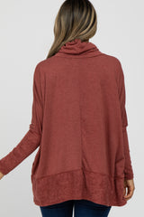 Burgundy Cowl Neck Contrast Dolman Sleeve Top