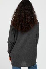 Charcoal Brushed Ribbed Dolman Sleeve Top