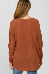 Rust Brushed Ribbed Dolman Sleeve Maternity Top