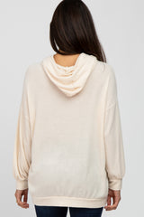 Cream Brushed Ribbed Hooded Top