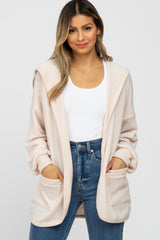 Cream Soft Knit Hooded Cardigan