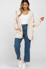 Cream Soft Knit Hooded Cardigan