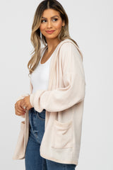 Cream Soft Knit Hooded Cardigan